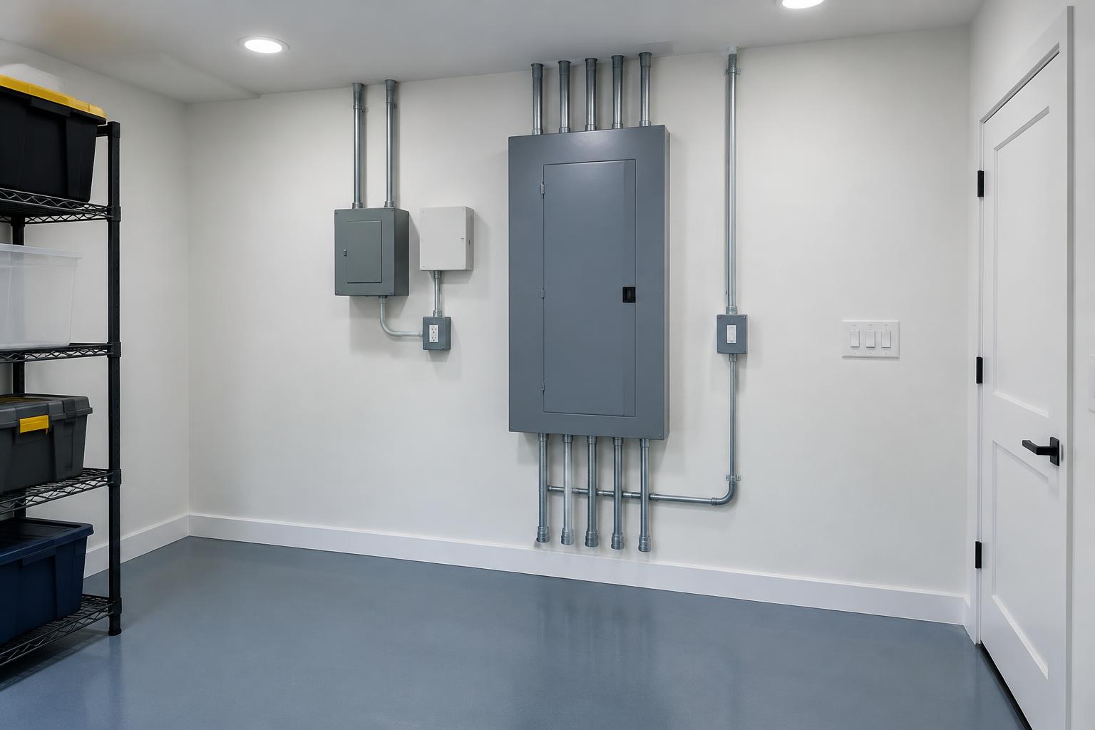Illustrative electrical panel and conduit installation